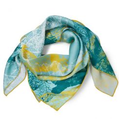 Forest Leaf Print Mulberry Silk Square Scarf 3 Pcs Set