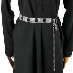 Vintage Carved Silver Waist Chain Belt Set