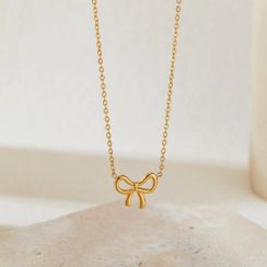 Sweet Bow Pendant Necklace Premium 14K Gold Plated Stainless Steel Elegant and Timeless