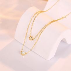 8Pcs Round Zirconia Small Gold Balls Collarbone Necklace
