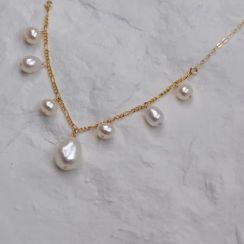 2 Pcs White Freshwater Pearl Pendant Necklace