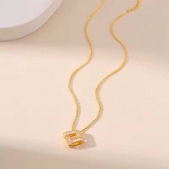 Geometric Pendant Necklace Set 18K Gold Plated Brass with Modern Minimalist Design