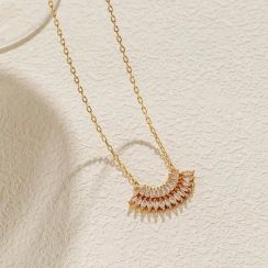Geometric Fan Pendant Design Necklace