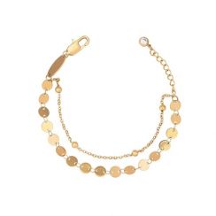 Double Disc Chain Ball Bracelet Premium Gold Tone Stainless Steel with Polished Finish