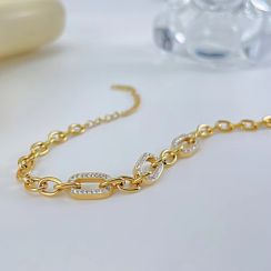 2 Pcs Womens Gold Plated Stainless Steel Bracelet Set Premium Polished Chain Bangles