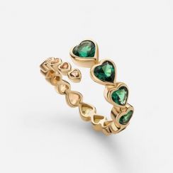 18K Gold Plated Multi Heart Zircon Ring Set